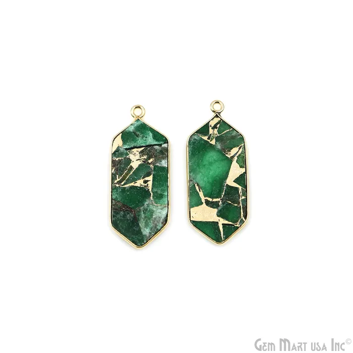 Earrings GemMartUSA Green Mohave 32x13mm Gold Plated Single Bail Earring Connector 1 Pair Earrings GemMartUSA Green Mohave 32x13mm Gold Plated Single Bail Earring Connector 1 Pair
