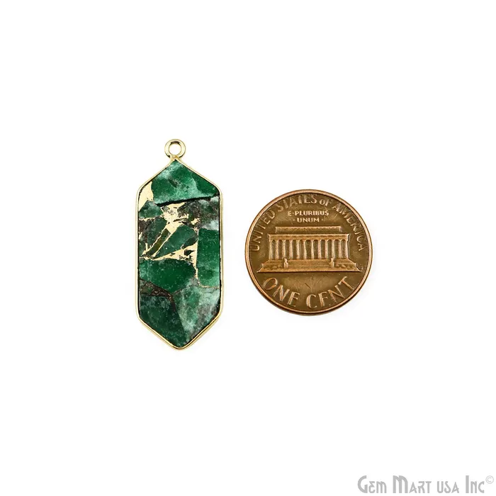 Earrings GemMartUSA Green Mohave 32x13mm Gold Plated Single Bail Earring Connector 1 Pair