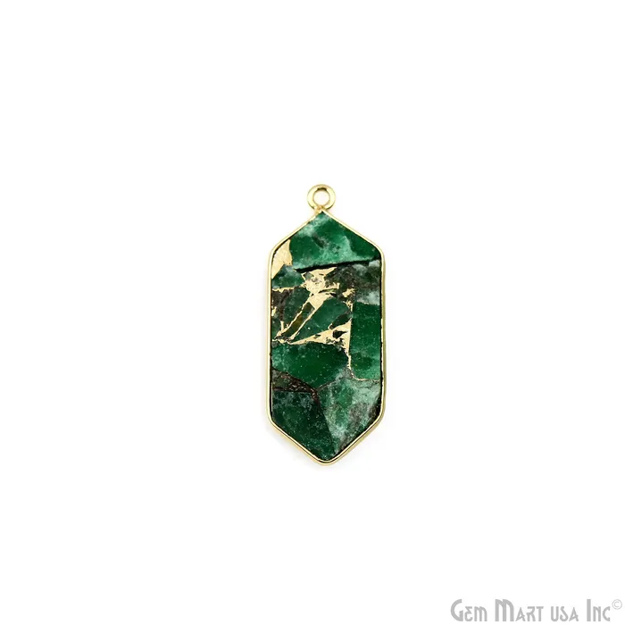 Earrings GemMartUSA Green Mohave 32x13mm Gold Plated Single Bail Earring Connector 1 Pair