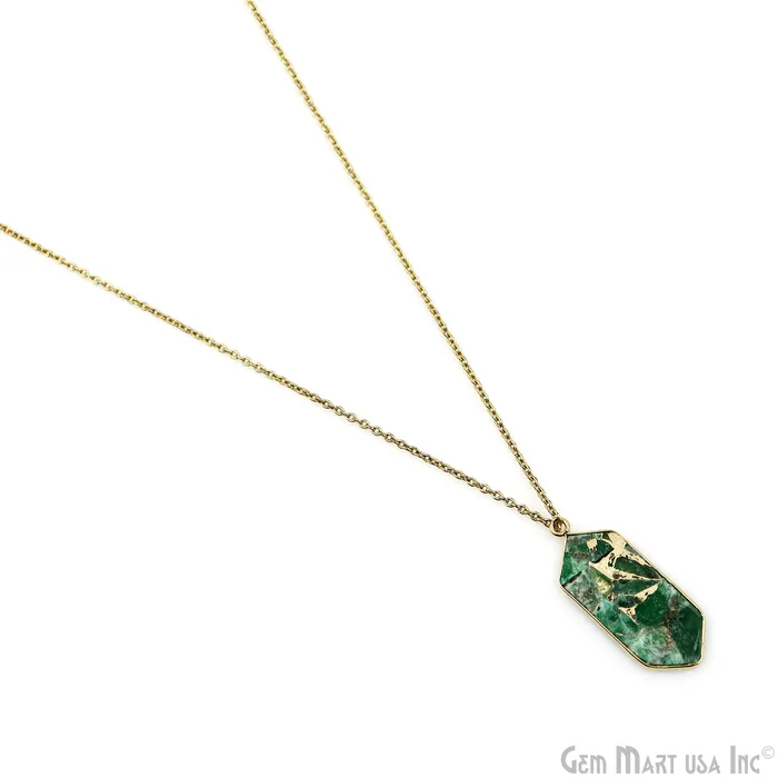 Earrings GemMartUSA Green Mohave 32x13mm Gold Plated Single Bail Earring Connector 1 Pair