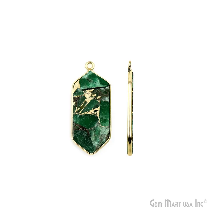 Earrings GemMartUSA Green Mohave 32x13mm Gold Plated Single Bail Earring Connector 1 Pair
