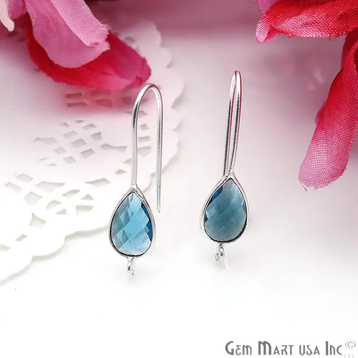 Earrings GemmartUSA Teardrop Loop Connector Silver Plated Hook Earring Earrings GemmartUSA Teardrop Loop Connector Silver Plated Hook Earring