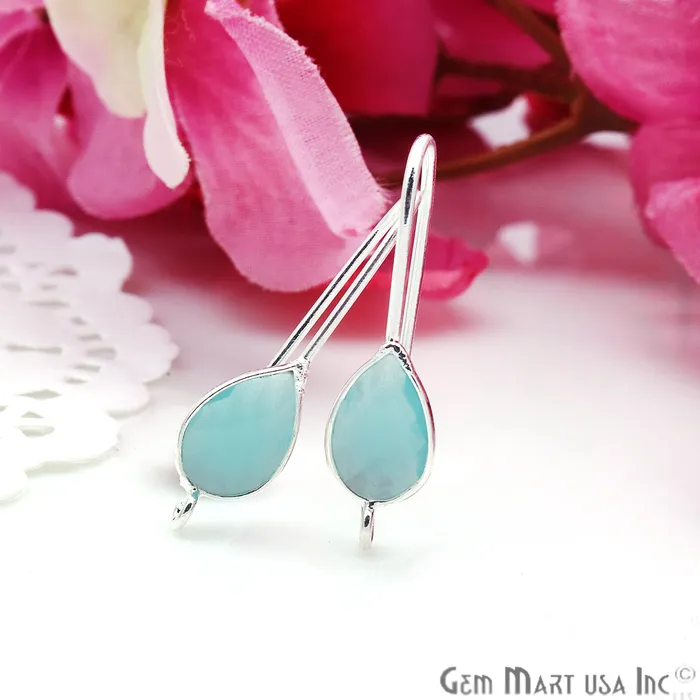 Earrings GemmartUSA Teardrop Loop Connector Silver Plated Hook Earring Earrings GemmartUSA Teardrop Loop Connector Silver Plated Hook Earring
