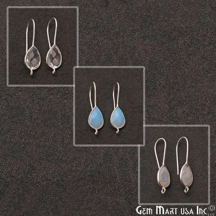Earrings GemmartUSA Teardrop Loop Connector Silver Plated Hook Earring Earrings GemmartUSA Teardrop Loop Connector Silver Plated Hook Earring
