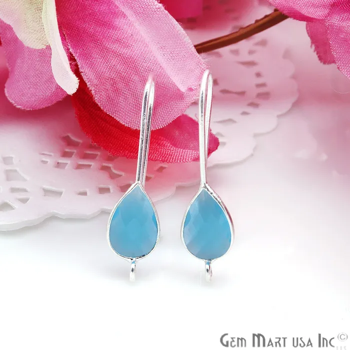 Earrings GemmartUSA Teardrop Loop Connector Silver Plated Hook Earring Earrings GemmartUSA Teardrop Loop Connector Silver Plated Hook Earring