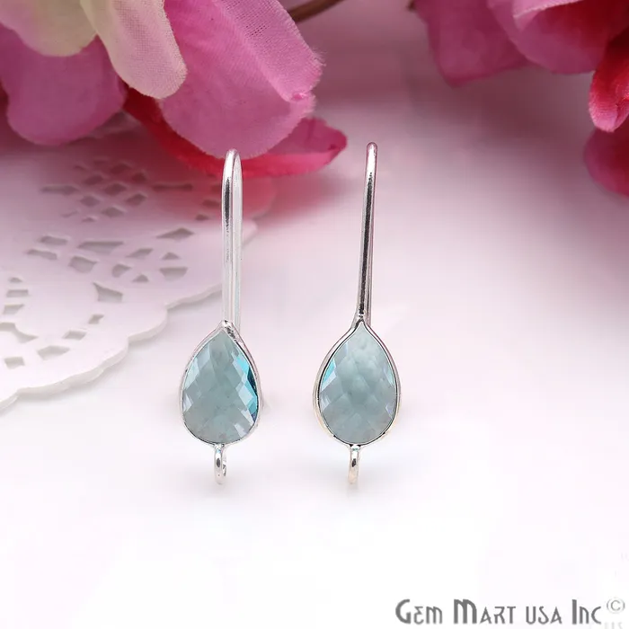 Earrings GemmartUSA Teardrop Loop Connector Silver Plated Hook Earring Earrings GemmartUSA Teardrop Loop Connector Silver Plated Hook Earring
