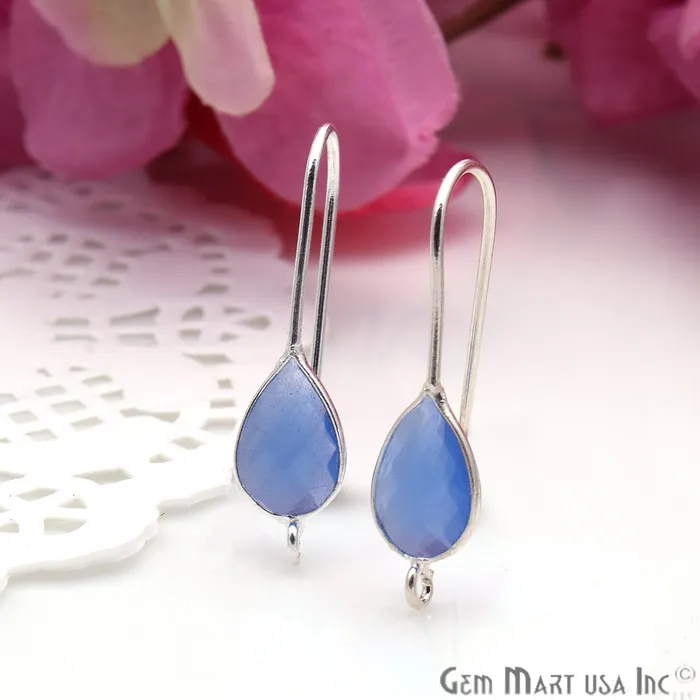 Earrings GemmartUSA Teardrop Loop Connector Silver Plated Hook Earring Earrings GemmartUSA Teardrop Loop Connector Silver Plated Hook Earring