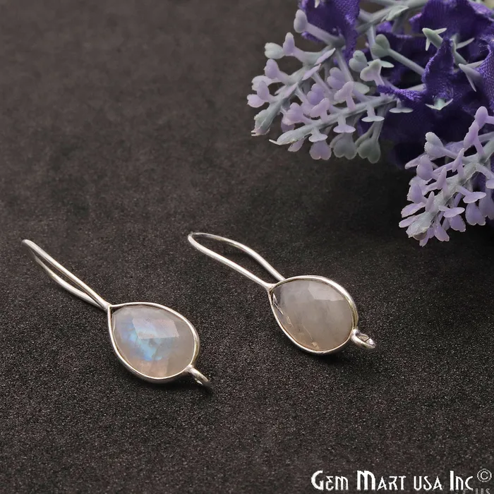 Earrings GemmartUSA Teardrop Loop Connector Silver Plated Hook Earring Earrings GemmartUSA Teardrop Loop Connector Silver Plated Hook Earring