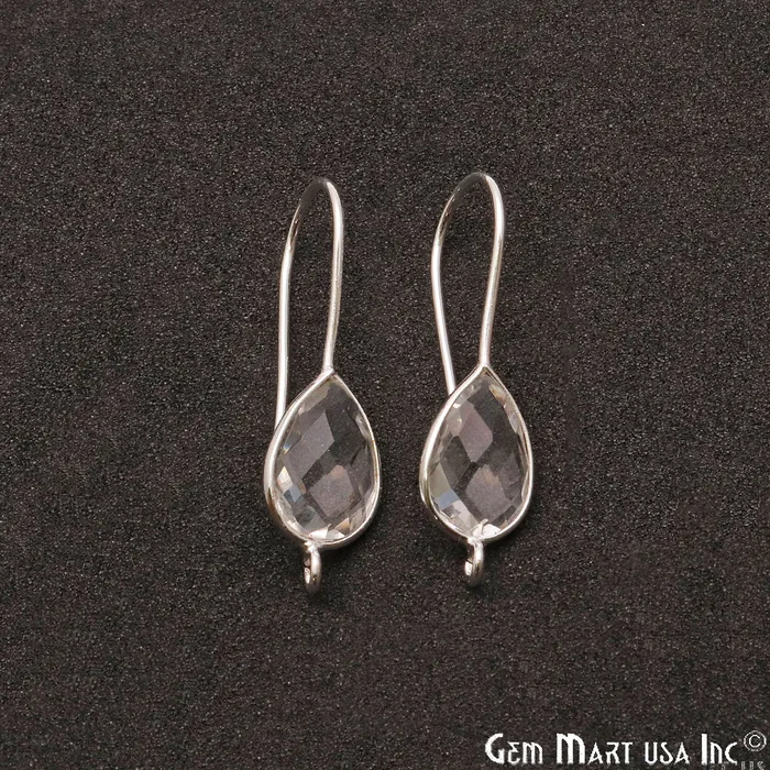 Earrings GemmartUSA Teardrop Loop Connector Silver Plated Hook Earring Earrings GemmartUSA Teardrop Loop Connector Silver Plated Hook Earring