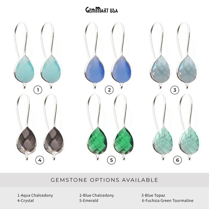 Earrings GemmartUSA Teardrop Loop Connector Silver Plated Hook Earring Earrings GemmartUSA Teardrop Loop Connector Silver Plated Hook Earring