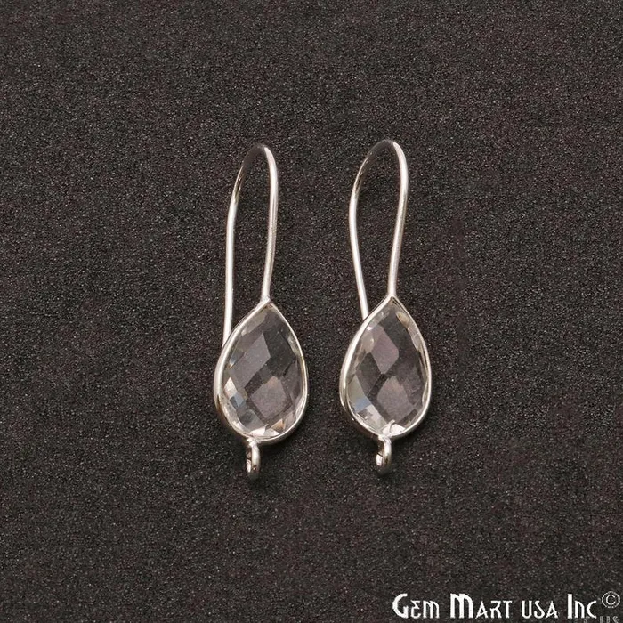 Earrings GemmartUSA Teardrop Loop Connector Silver Plated Hook Earring Earrings GemmartUSA Teardrop Loop Connector Silver Plated Hook Earring