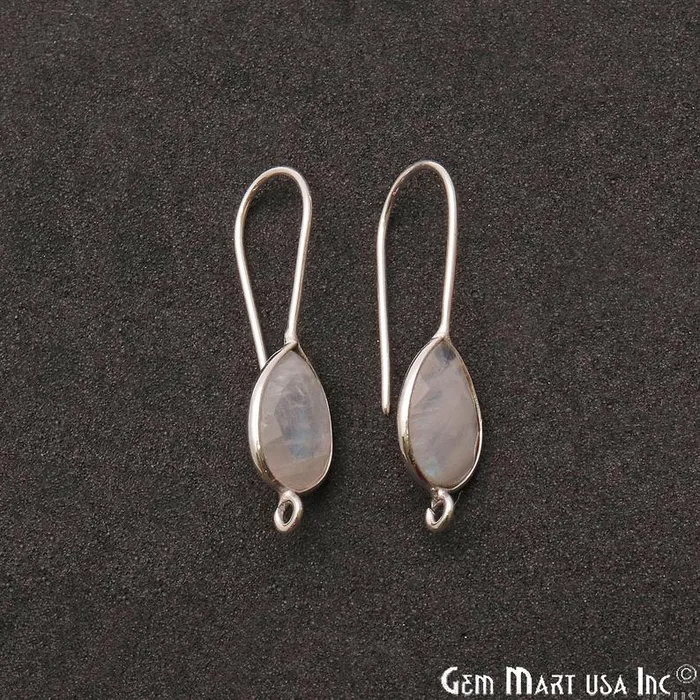 Earrings GemmartUSA Teardrop Loop Connector Silver Plated Hook Earring Earrings GemmartUSA Teardrop Loop Connector Silver Plated Hook Earring