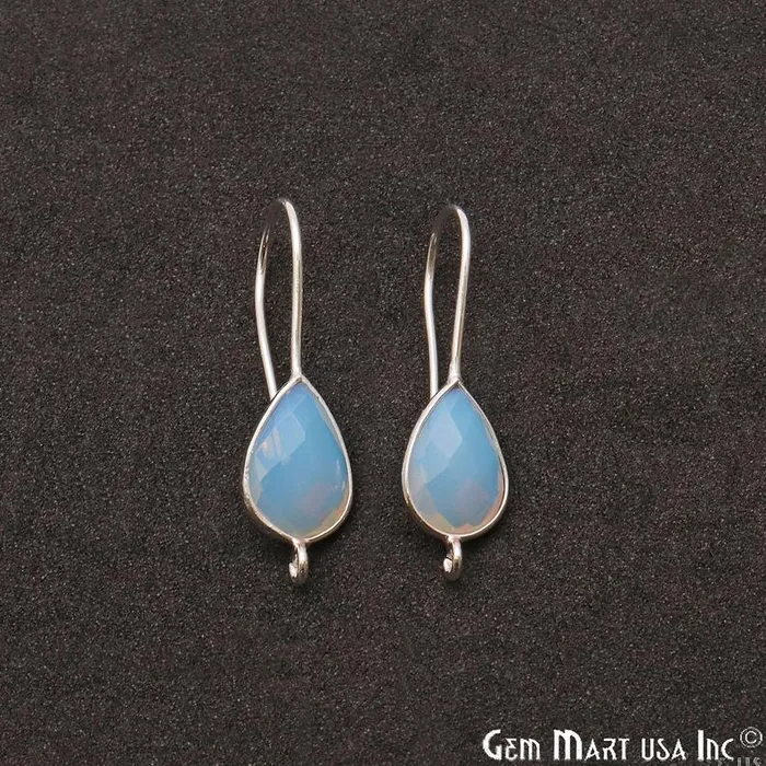 Earrings GemmartUSA Teardrop Loop Connector Silver Plated Hook Earring Earrings GemmartUSA Teardrop Loop Connector Silver Plated Hook Earring
