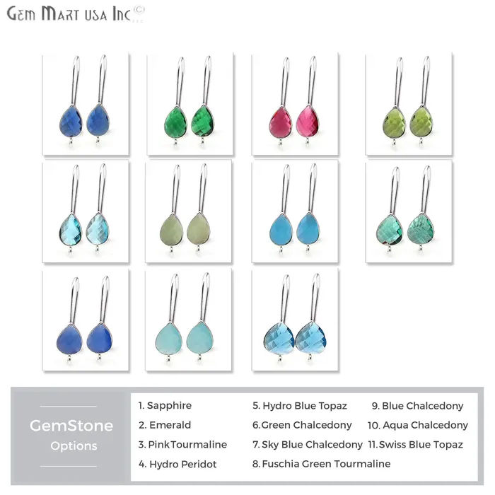 Earrings GemmartUSA Teardrop Loop Connector Silver Plated Hook Earring Earrings GemmartUSA Teardrop Loop Connector Silver Plated Hook Earring