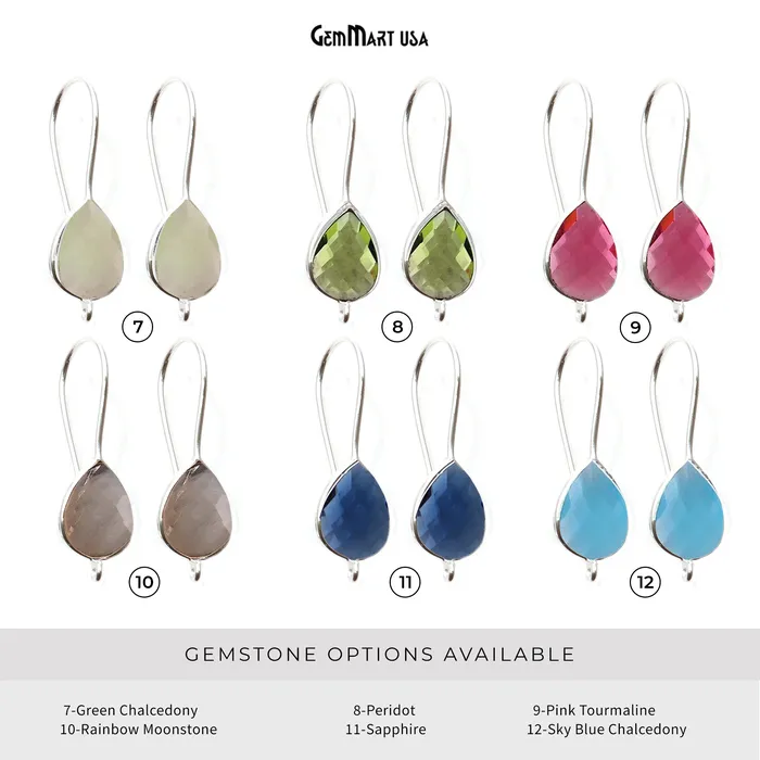 Earrings GemmartUSA Teardrop Loop Connector Silver Plated Hook Earring Earrings GemmartUSA Teardrop Loop Connector Silver Plated Hook Earring