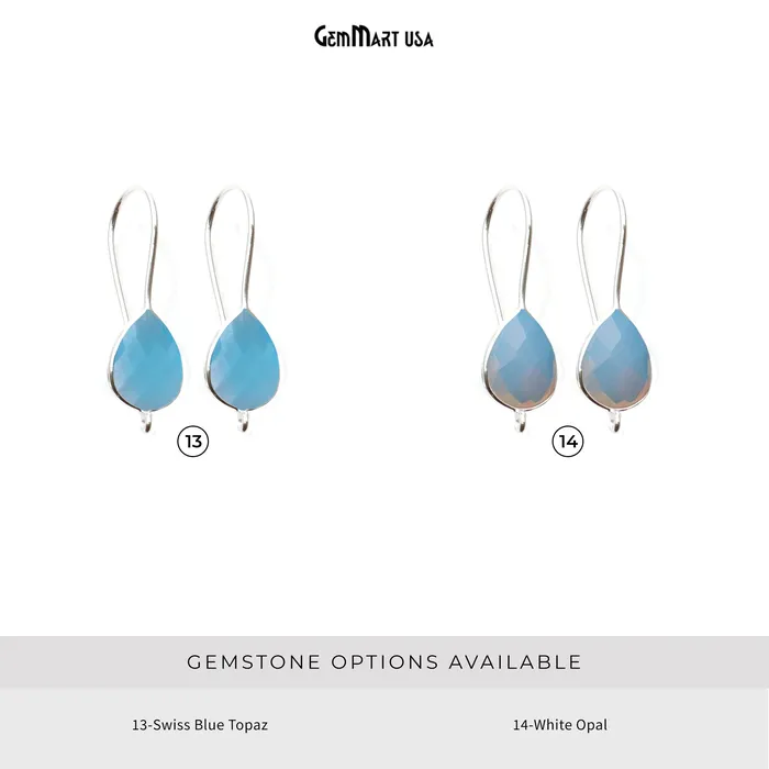 Earrings GemmartUSA Teardrop Loop Connector Silver Plated Hook Earring Earrings GemmartUSA Teardrop Loop Connector Silver Plated Hook Earring