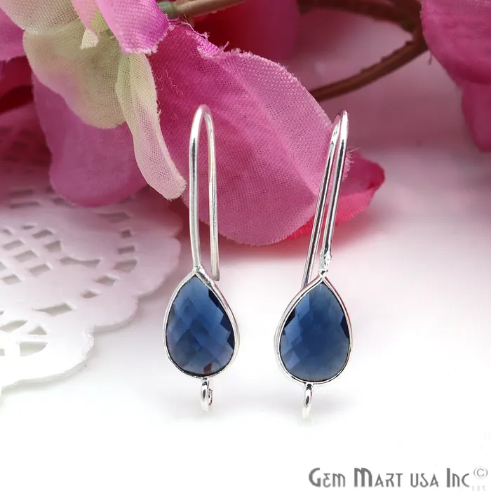 Earrings GemmartUSA Teardrop Loop Connector Silver Plated Hook Earring Earrings GemmartUSA Teardrop Loop Connector Silver Plated Hook Earring