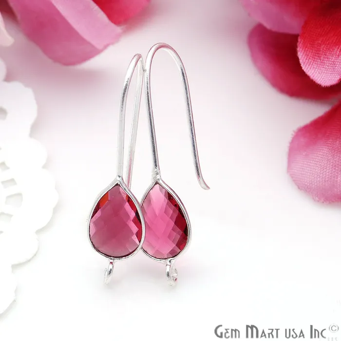 Earrings GemmartUSA Teardrop Loop Connector Silver Plated Hook Earring Earrings GemmartUSA Teardrop Loop Connector Silver Plated Hook Earring