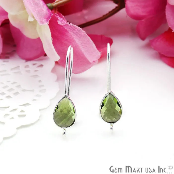 Earrings GemmartUSA Teardrop Loop Connector Silver Plated Hook Earring Earrings GemmartUSA Teardrop Loop Connector Silver Plated Hook Earring