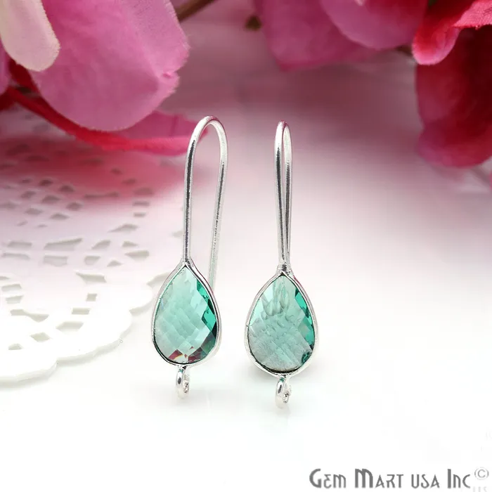 Earrings GemmartUSA Teardrop Loop Connector Silver Plated Hook Earring Earrings GemmartUSA Teardrop Loop Connector Silver Plated Hook Earring
