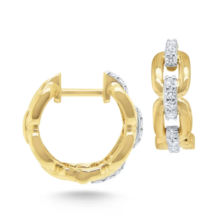 Earrings KC Designs 14k Yellow Gold Diamond Chain Link Hoop Earrings I8291 Earrings KC Designs 14k Yellow Gold Diamond Chain Link Hoop Earrings I8291