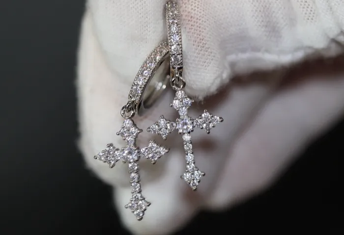 Earrings Mens Cross Earrings Cross Earrings Men Diamond Earrings Dangle Earrings Cross Earrings Cross Dangle Earrings Iced Out Earrings Lab Diamonds London
