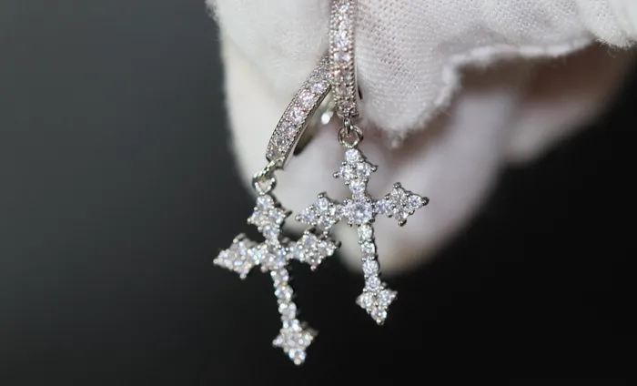 Earrings Mens Cross Earrings Cross Earrings Men Diamond Earrings Dangle Earrings Cross Earrings Cross Dangle Earrings Iced Out Earrings Lab Diamonds London