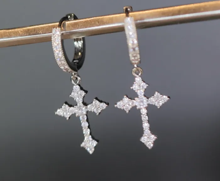 Earrings Mens Cross Earrings Cross Earrings Men Diamond Earrings Dangle Earrings Cross Earrings Cross Dangle Earrings Iced Out Earrings Lab Diamonds London