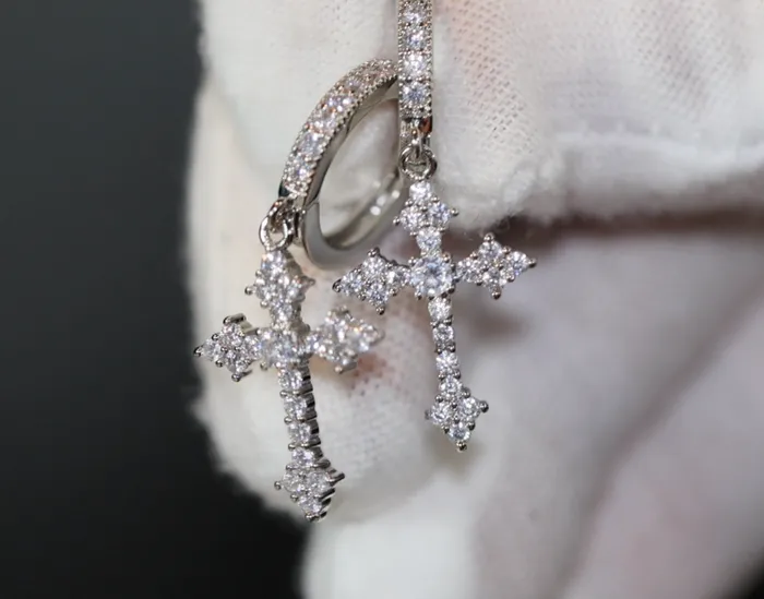 Earrings Mens Cross Earrings Cross Earrings Men Diamond Earrings Dangle Earrings Cross Earrings Cross Dangle Earrings Iced Out Earrings Lab Diamonds London