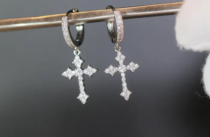 Earrings Mens Cross Earrings Cross Earrings Men Diamond Earrings Dangle Earrings Cross Earrings Cross Dangle Earrings Iced Out Earrings Lab Diamonds London