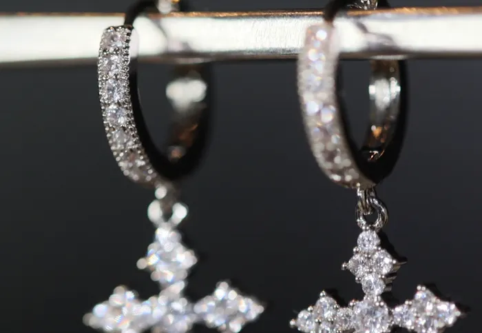 Earrings Mens Cross Earrings Cross Earrings Men Diamond Earrings Dangle Earrings Cross Earrings Cross Dangle Earrings Iced Out Earrings Lab Diamonds London