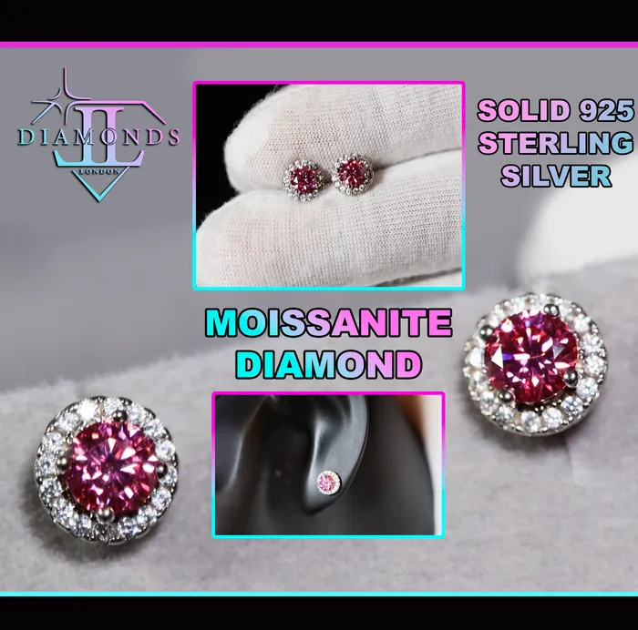 Earrings Pink Moissanite Diamond Ear Studs Pink Diamond Ear Studs Lab Diamonds London Earrings Pink Moissanite Diamond Ear Studs Pink Diamond Ear Studs Lab Diamonds London