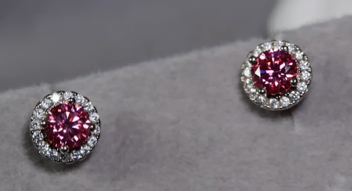 Earrings Pink Moissanite Diamond Ear Studs Pink Diamond Ear Studs Lab Diamonds London