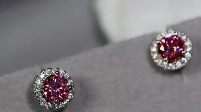 Earrings Pink Moissanite Diamond Ear Studs Pink Diamond Ear Studs Lab Diamonds London