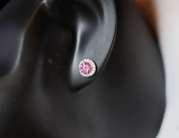 Earrings Pink Moissanite Diamond Ear Studs Pink Diamond Ear Studs Lab Diamonds London