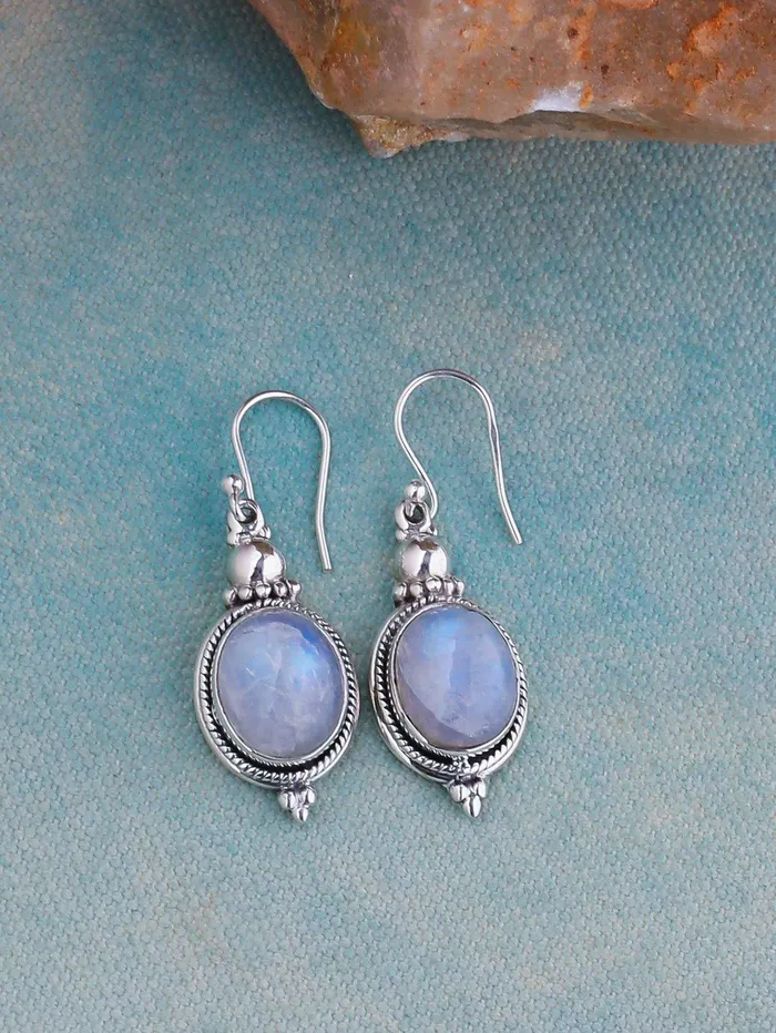 Earrings YoTreasure Rainbow Moonstone Solid 925 Sterling Silver Dangle Earrings Earrings YoTreasure Rainbow Moonstone Solid 925 Sterling Silver Dangle Earrings