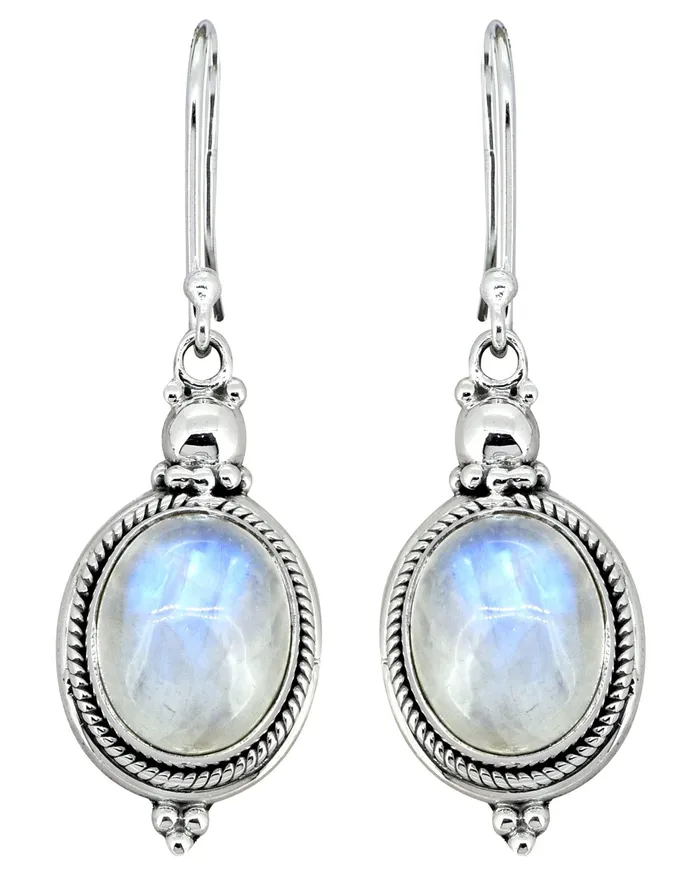 Earrings YoTreasure Rainbow Moonstone Solid 925 Sterling Silver Dangle Earrings