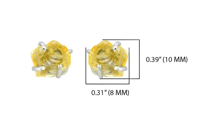 Earrings YoTreasure Rough Citrine Solid 925 Sterling Silver Stud Earrings Jewelry