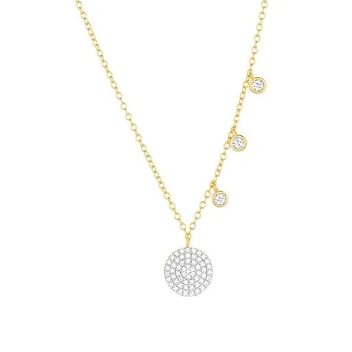 Ella Stein Gold Pave Asymmetrical Disc Necklace SI3029 Ella Stein Necklaces