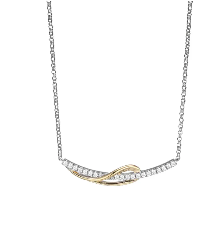 ELLE Two Tone Confluence CZ Necklace SI5104 ELLE Necklaces