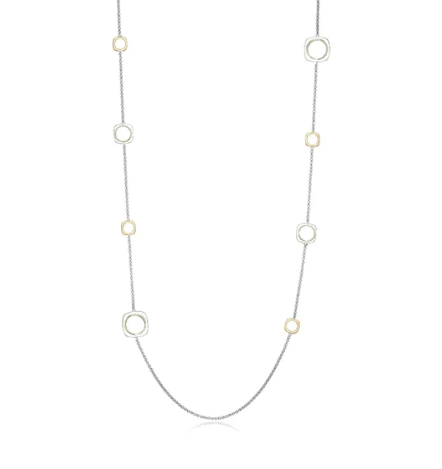ELLE Two Tone Negative Space Square Long Necklace SI2648 ELLE Necklaces