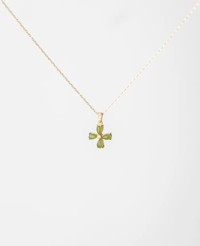 Four Leaf Clover Jade Necklace Monarch and Muse Necklaces