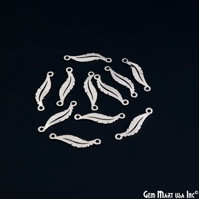 GemMartUSA Charm Necklaces Feather Charm Laser Finding Silver Plated Charm For Bracelets Pendants GemMartUSA Charm Necklaces Feather Charm Laser Finding Silver Plated Charm For Bracelets Pendants