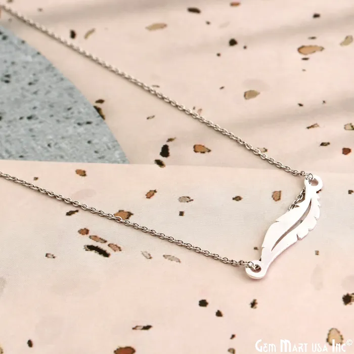 GemMartUSA Charm Necklaces Feather Charm Laser Finding Silver Plated Charm For Bracelets Pendants