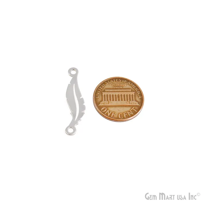 GemMartUSA Charm Necklaces Feather Charm Laser Finding Silver Plated Charm For Bracelets Pendants