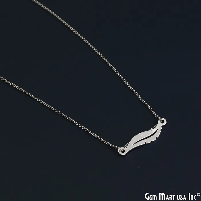 GemMartUSA Charm Necklaces Feather Charm Laser Finding Silver Plated Charm For Bracelets Pendants