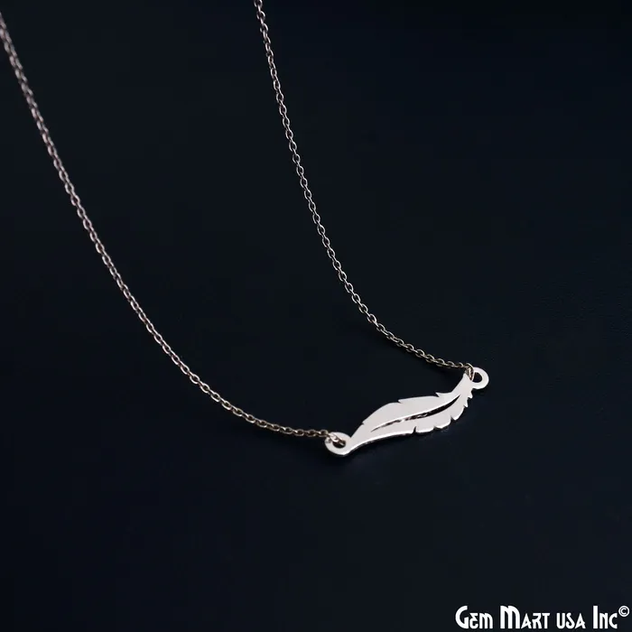 GemMartUSA Charm Necklaces Feather Charm Laser Finding Silver Plated Charm For Bracelets Pendants