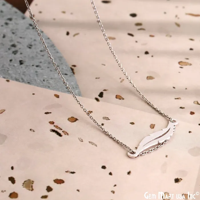 GemMartUSA Charm Necklaces Feather Charm Laser Finding Silver Plated Charm For Bracelets Pendants
