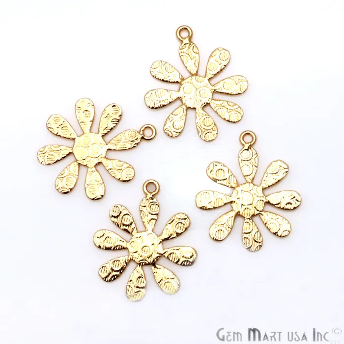 GemMartUSA Charm Necklaces Flower Shape Gold Plated Finding Jewelry Charm
