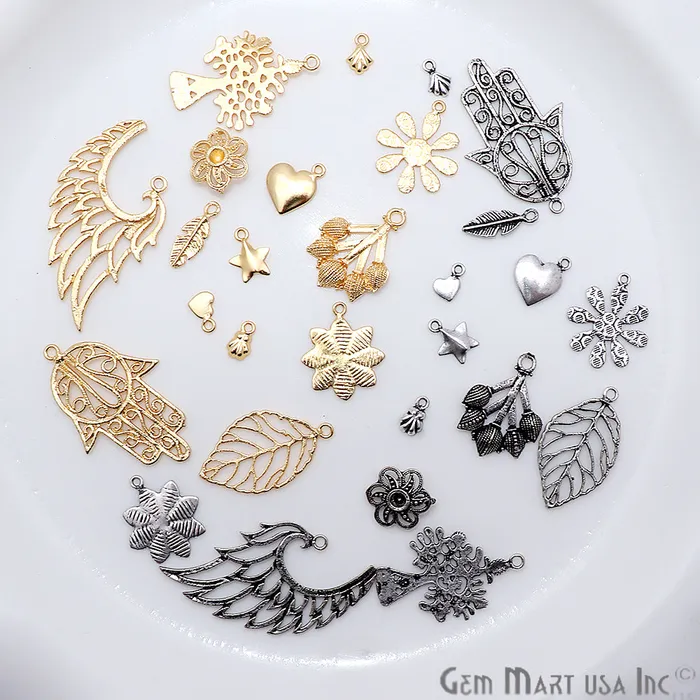 GemMartUSA Charm Necklaces Flower Shape Gold Plated Finding Jewelry Charm